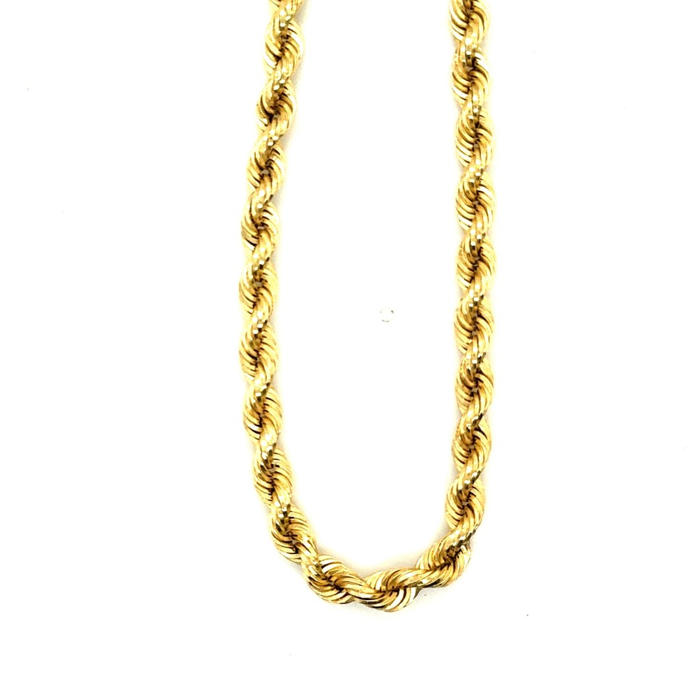 14k Peruvian Yellow Gold Rope Chain Necklace 20 Inch Mens/ Womens